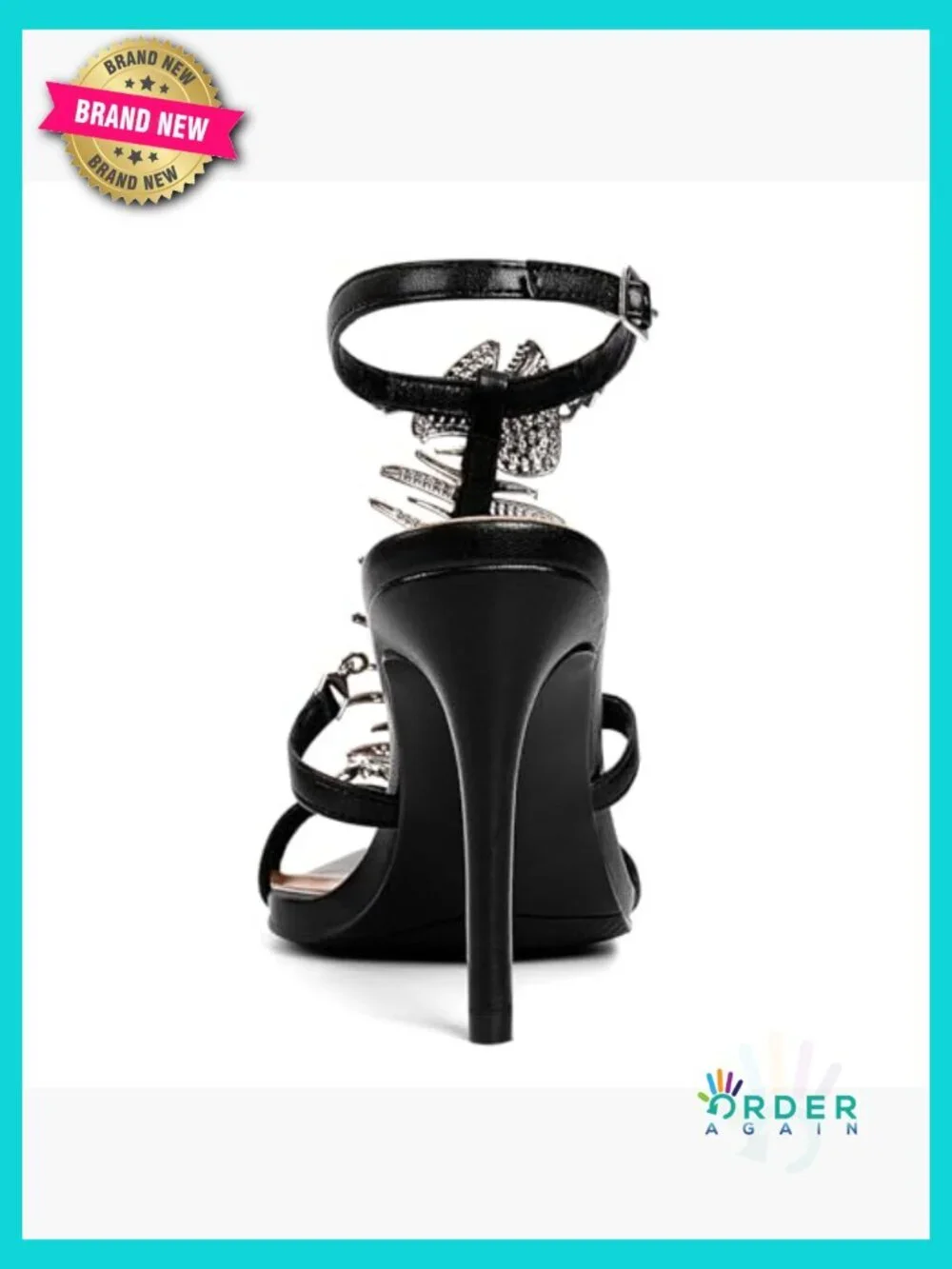Stiletto Heeled Sandals Rhinestone Fishbone Strappy Open Toe Party Wedding